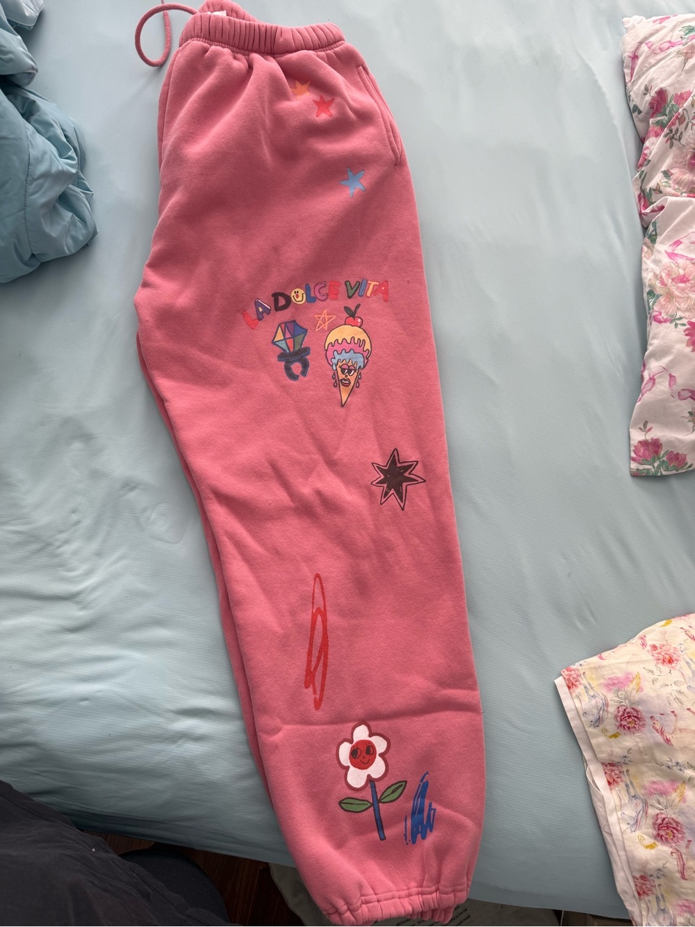 Girls' Pink Graphic Jogger Sweatpants